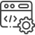 Icon of a web development interface with a gear, representing software development and backend configuration.